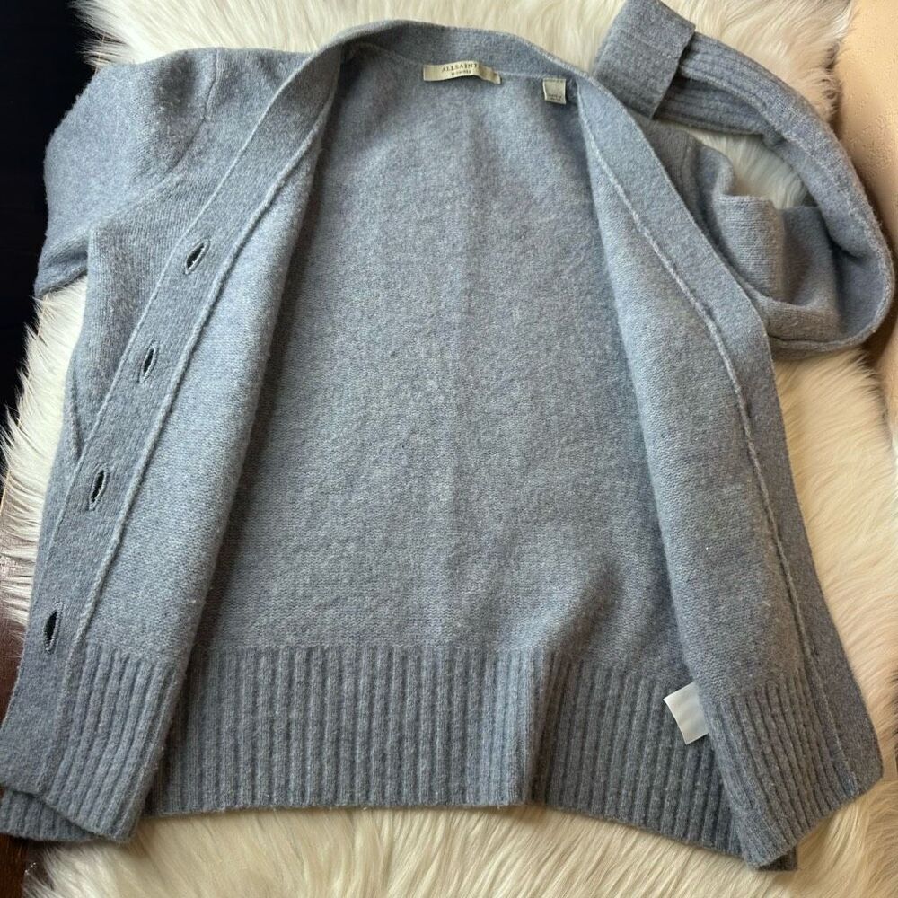 ALLSAINTS Rufa Wool Blend Cardigan In Blue Smoke Size XS - Picture 6 of 13